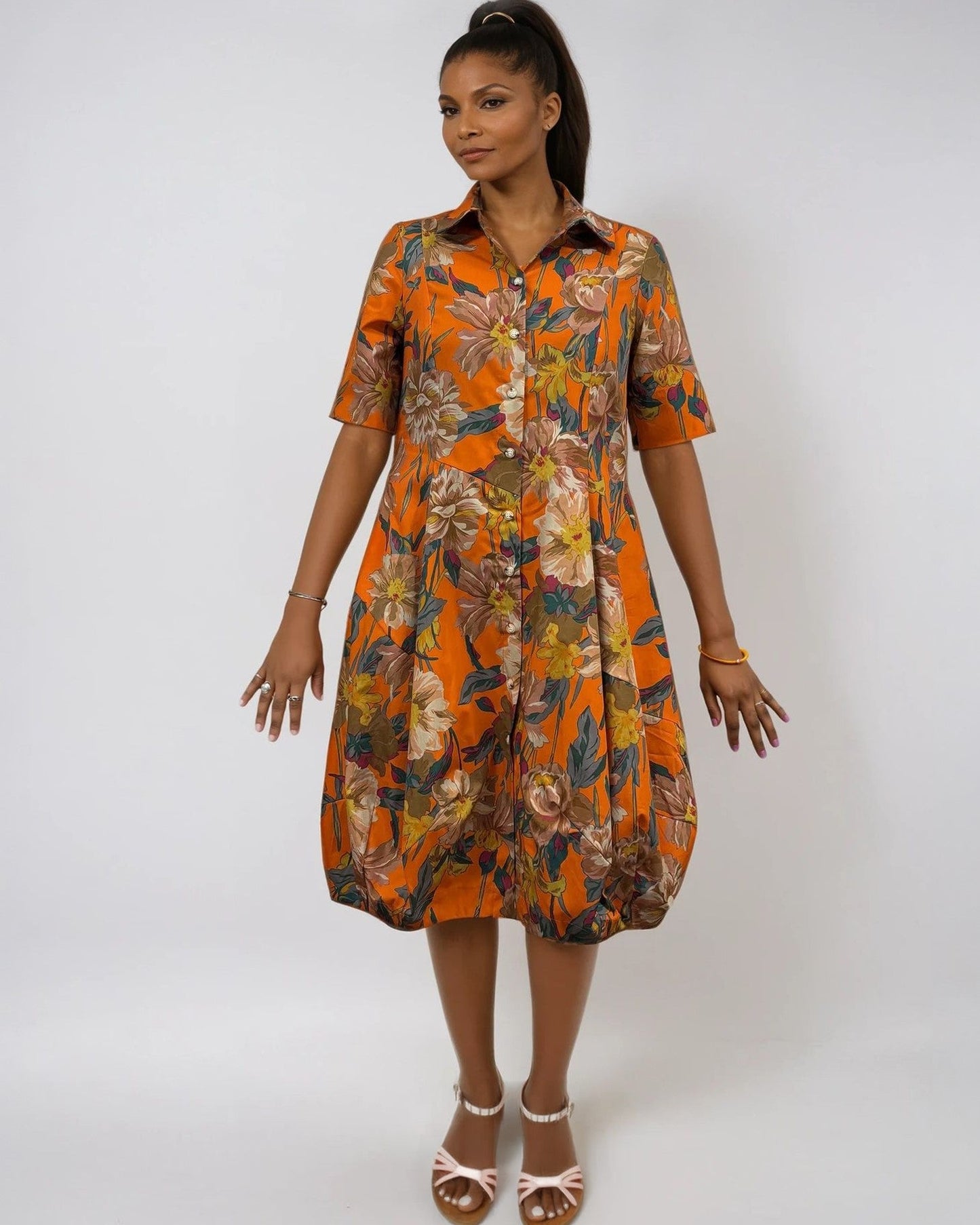 Barb Cotton Shirtdress, Garden