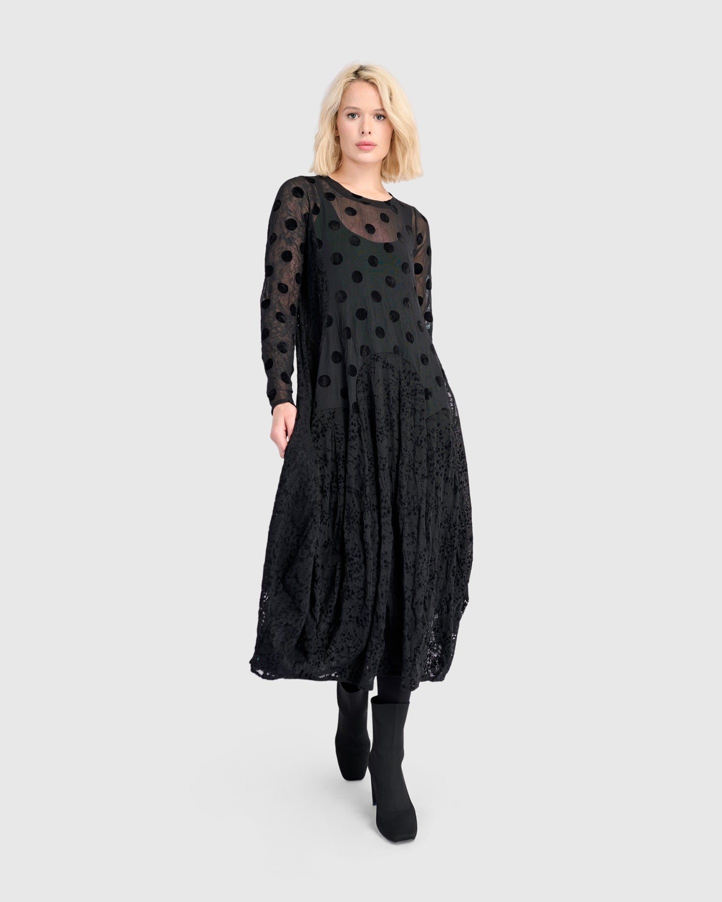 Jolie Mesh Dress, Black