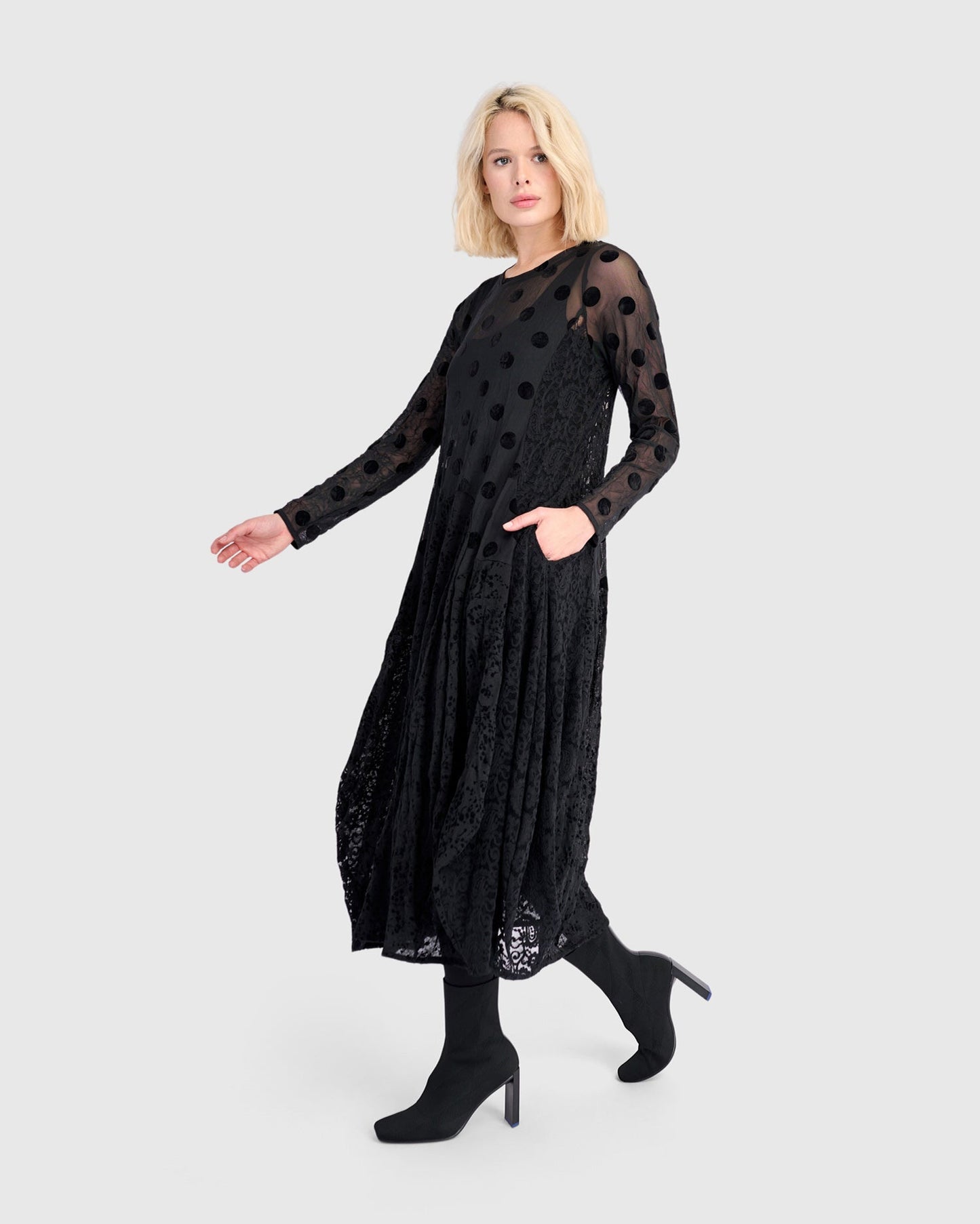Jolie Mesh Dress, Black