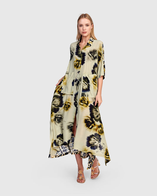 Champaca Maxi Dress, Beige Floral