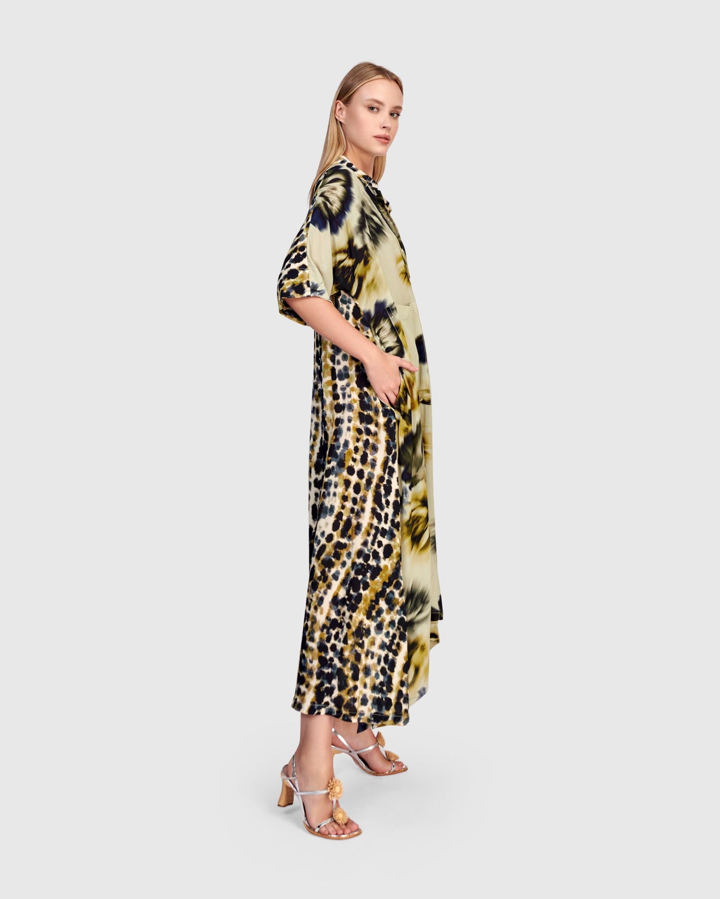 Champaca Maxi Dress, Beige Floral