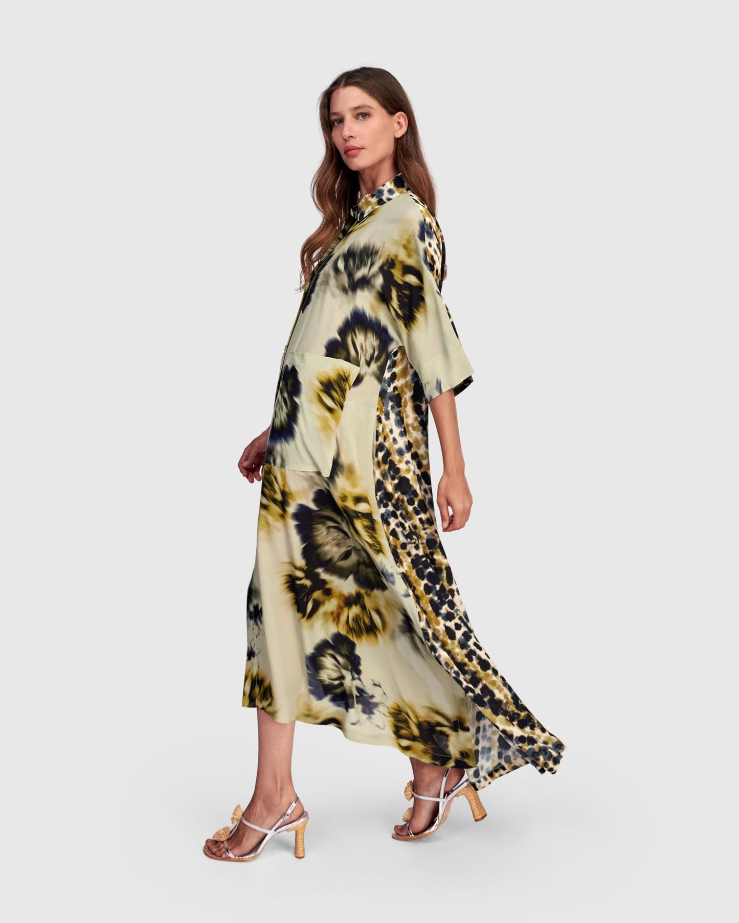 Champaca Maxi Dress, Beige Floral