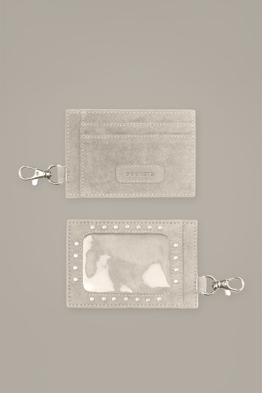 Martha Faux Suede Cardholder in Beige