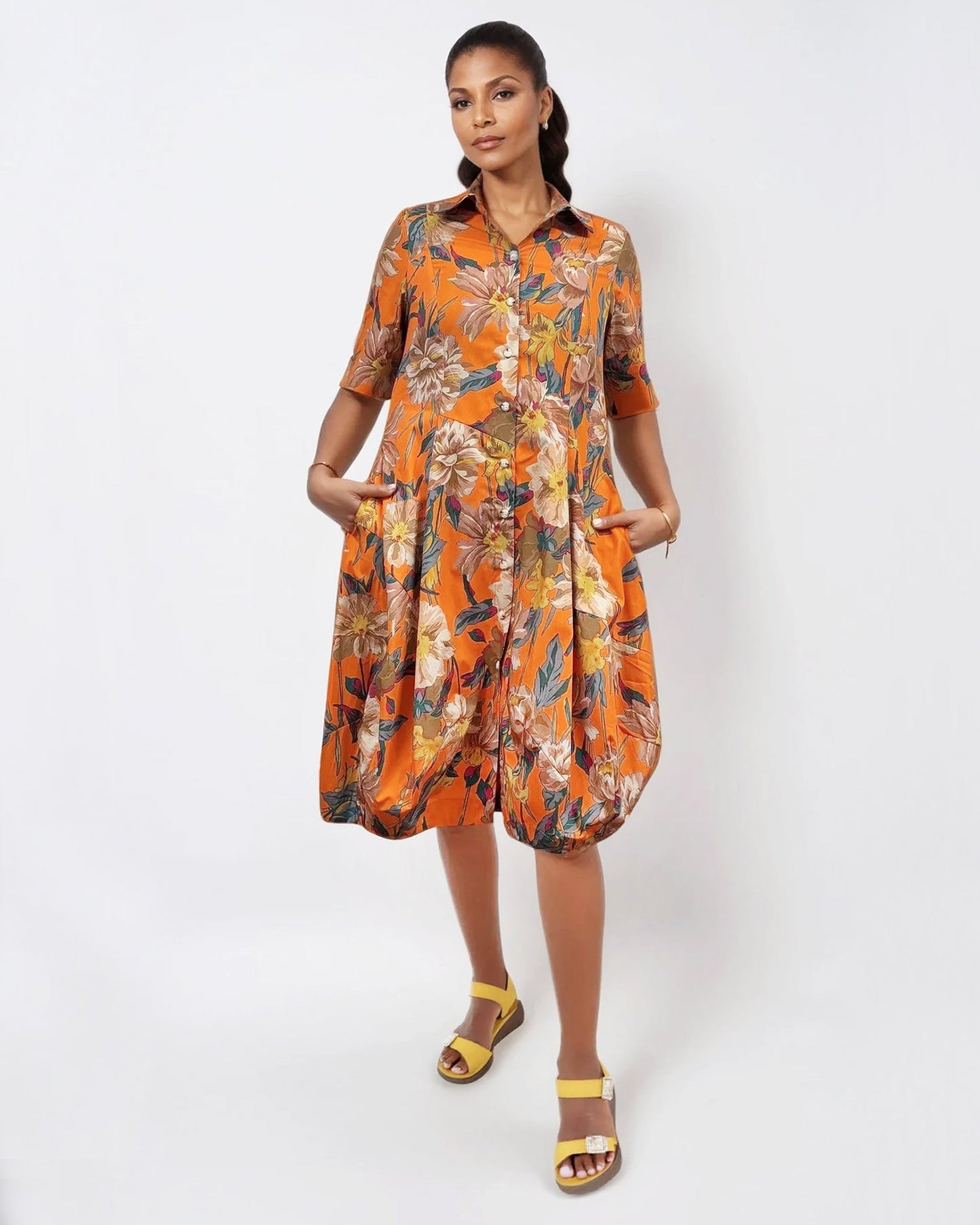 Barb Cotton Shirtdress, Garden