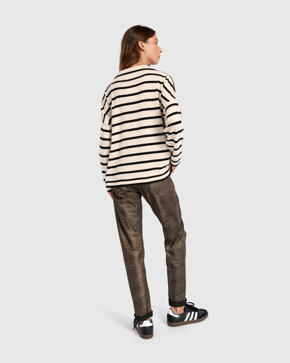 Surfside Collared Sweater, Cream Stripes