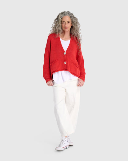Simply Slouchy Cardigan, Coral Red